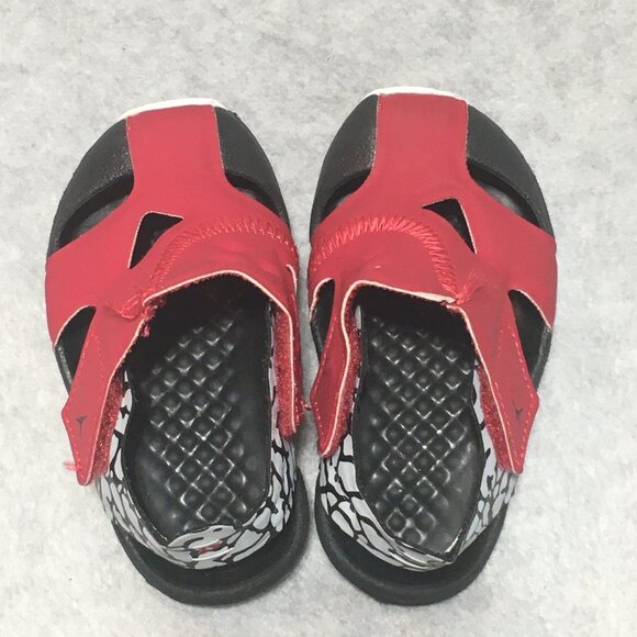 Nike Air Jordan Flare Sandals Toddler Size 4 Red Black Adjustable Water Sandals - Picture 6 of 11